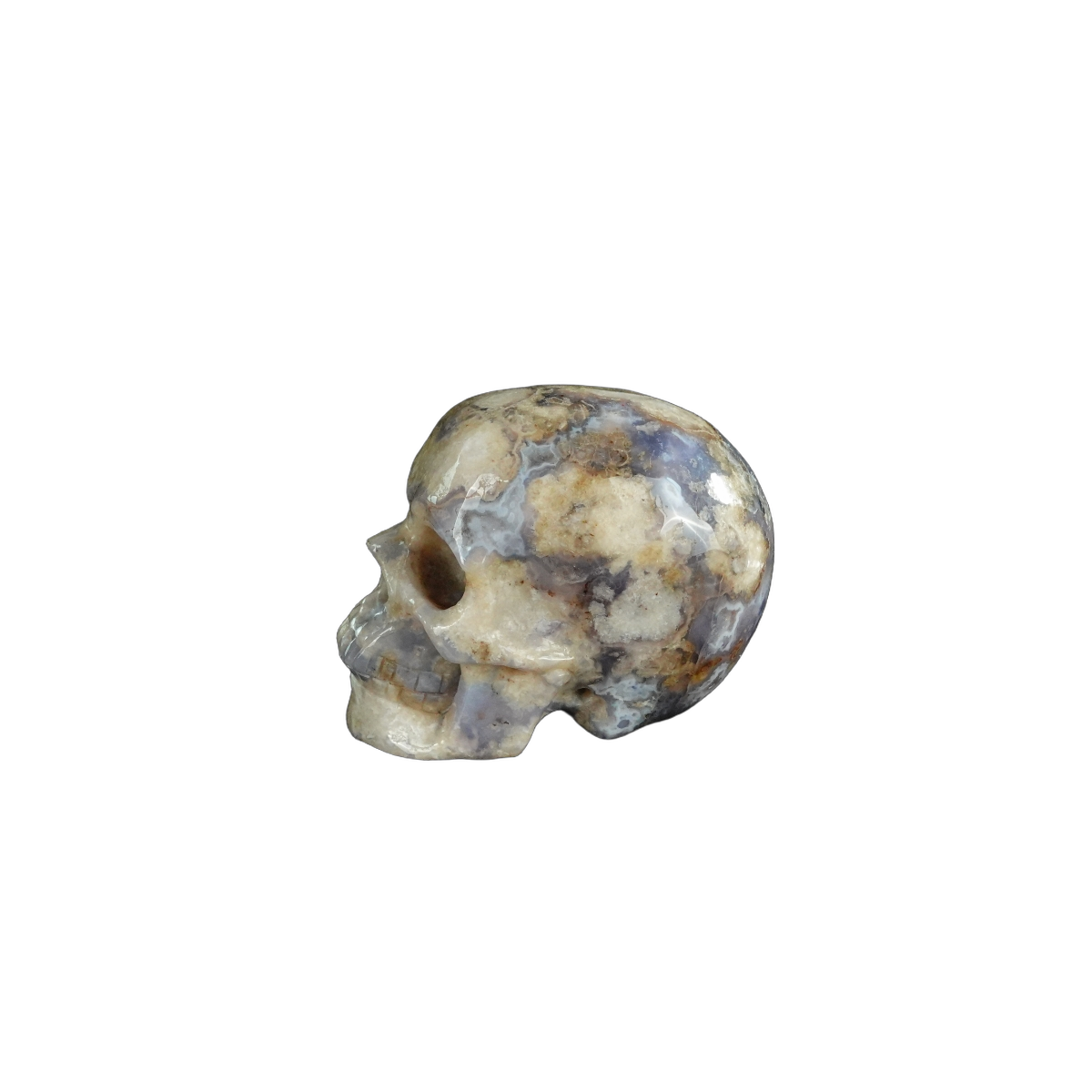 2.2" Blue Flower Agate Crystal Skull Carving - Unique Piece #BF05