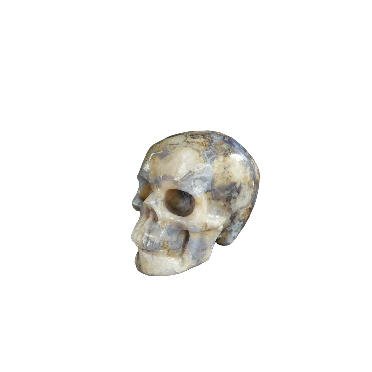 2.2" Blue Flower Agate Crystal Skull Carving - Unique Piece #BF05