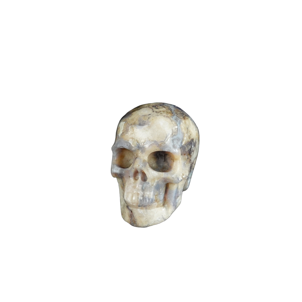 2.2" Blue Flower Agate Crystal Skull Carving - Unique Piece #BF05