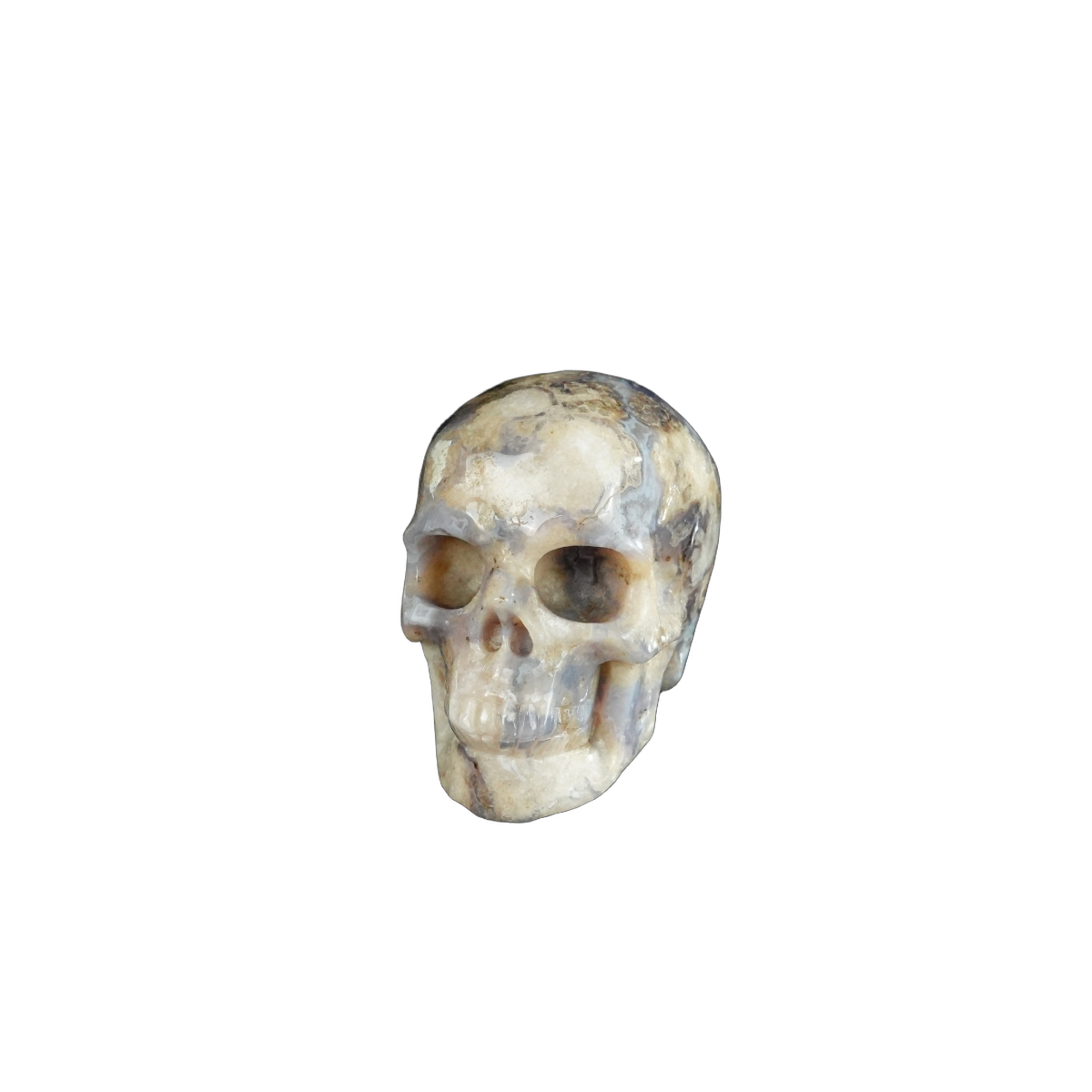 2.2" Blue Flower Agate Crystal Skull Carving - Unique Piece #BF05