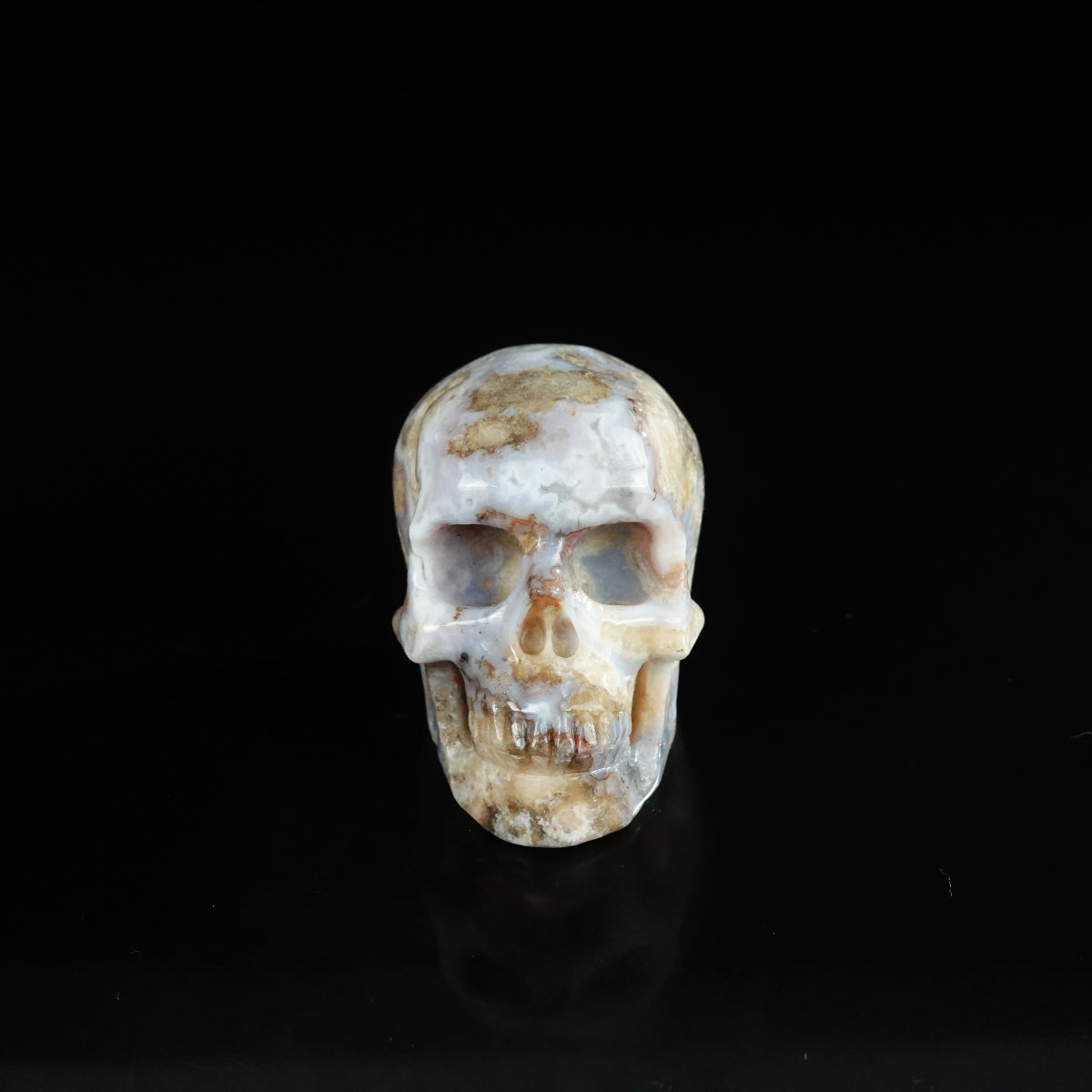 2.2" Blue Flower Agate Crystal Skull Carving - Unique Piece #BF06