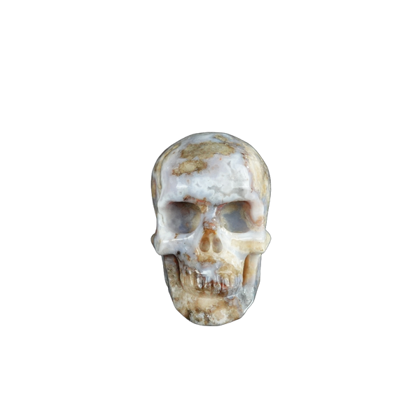 2.2" Blue Flower Agate Crystal Skull Carving - Unique Piece #BF06