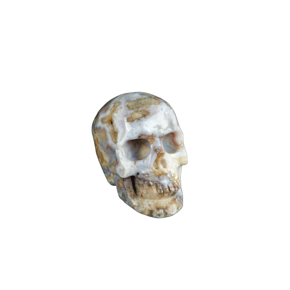 2.2" Blue Flower Agate Crystal Skull Carving - Unique Piece #BF06