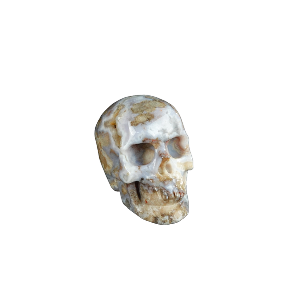2.2" Blue Flower Agate Crystal Skull Carving - Unique Piece #BF06 - alternate view
