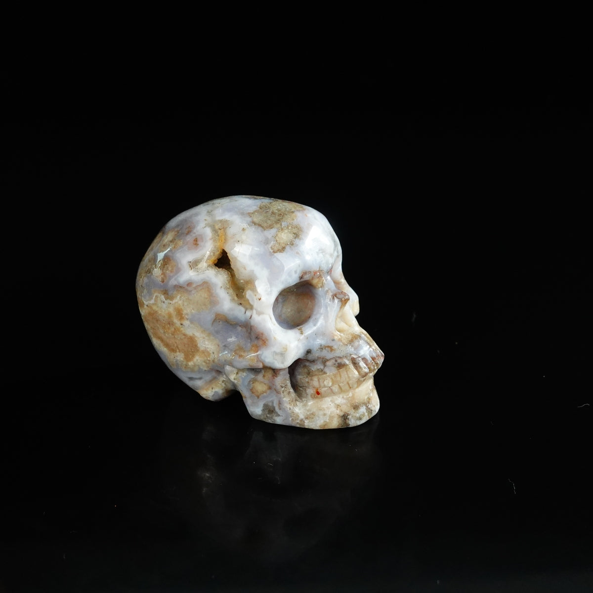 2.2" Blue Flower Agate Crystal Skull Carving - Unique Piece #BF06