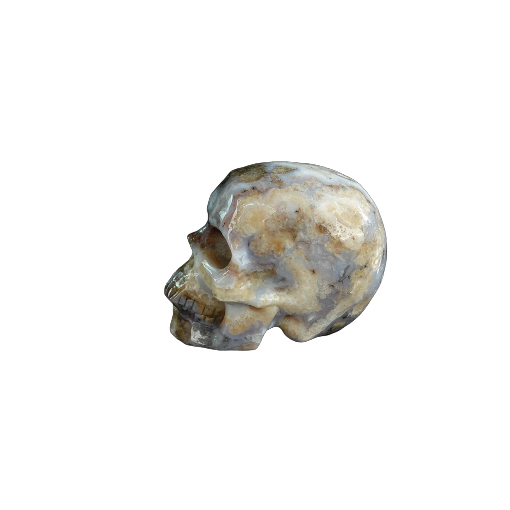 2.2" Blue Flower Agate Crystal Skull Carving - Unique Piece #BF06