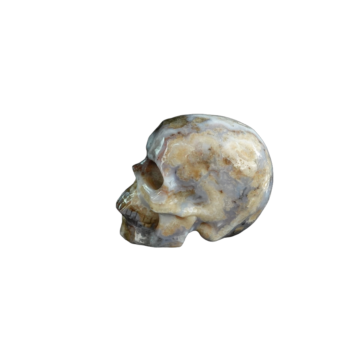 2.2" Blue Flower Agate Crystal Skull Carving - Unique Piece #BF06