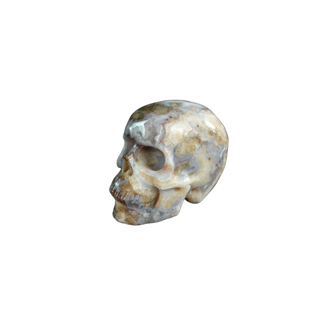 2.2" Blue Flower Agate Crystal Skull Carving - Unique Piece #BF06