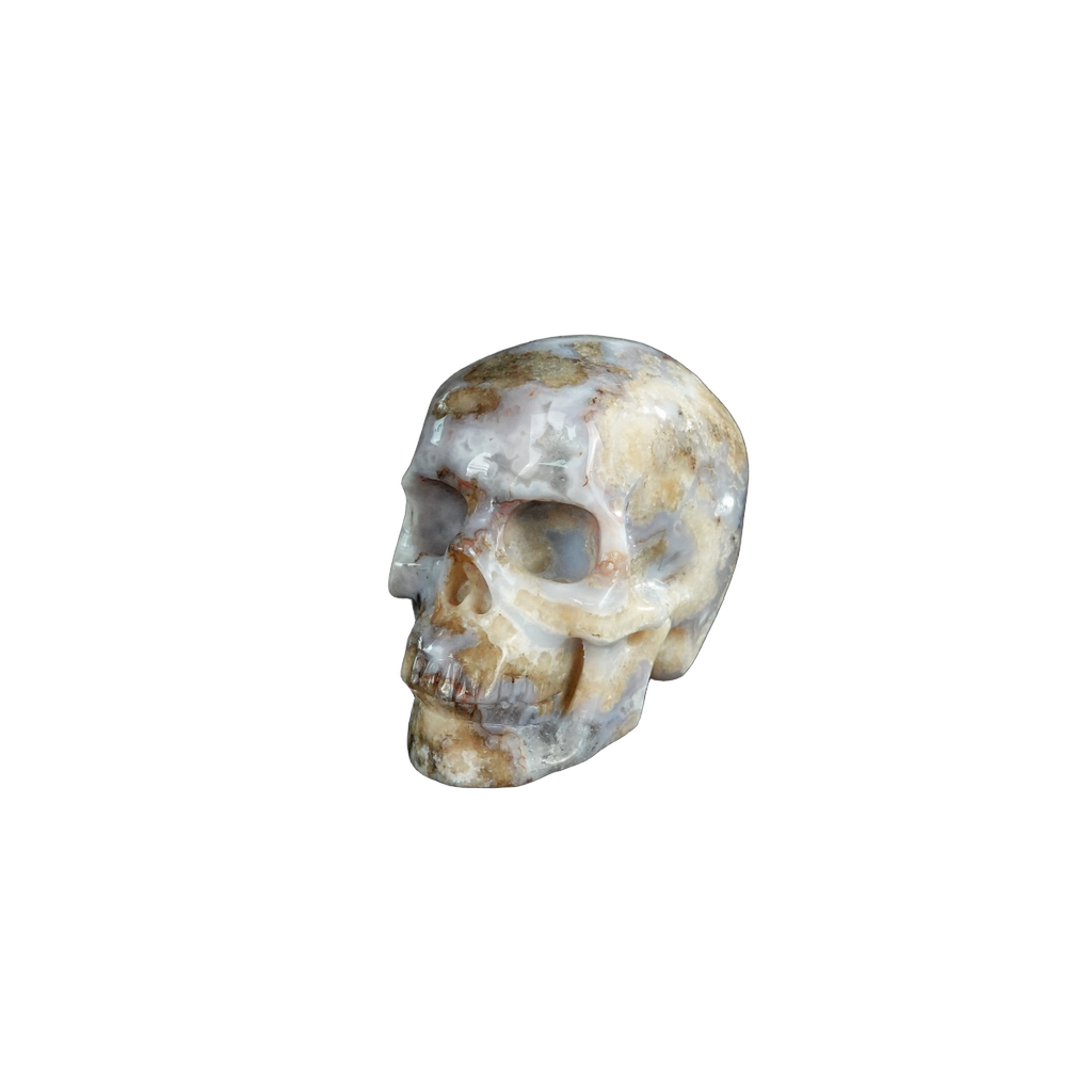 2.2" Blue Flower Agate Crystal Skull Carving - Unique Piece #BF06