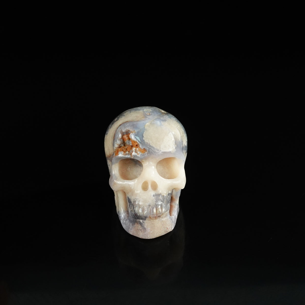 2.2" Blue Flower Agate Crystal Skull Carving - Unique Piece #BF07