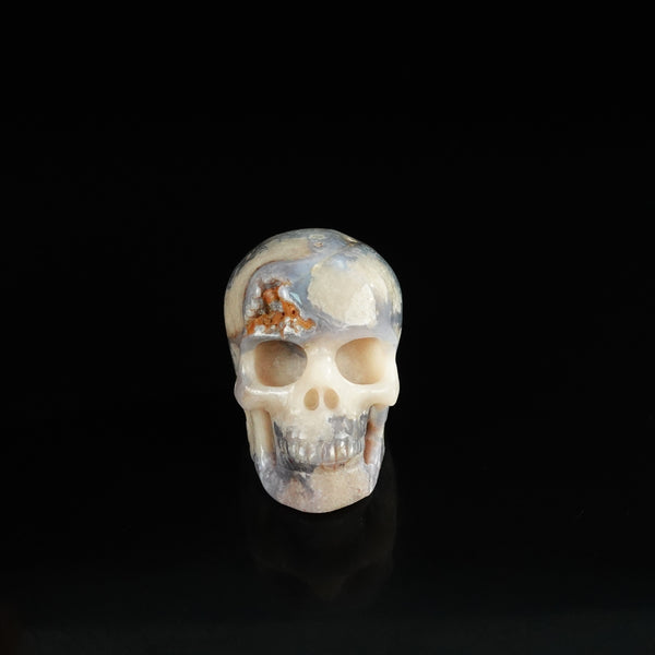 2.2" Blue Flower Agate Crystal Skull Carving - Unique Piece #BF07