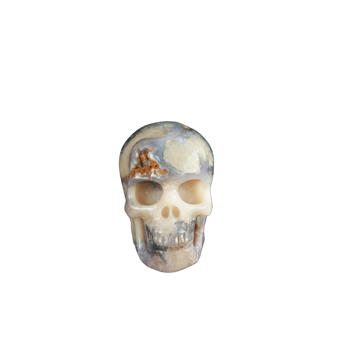 2.2" Blue Flower Agate Crystal Skull Carving - Unique Piece #BF07