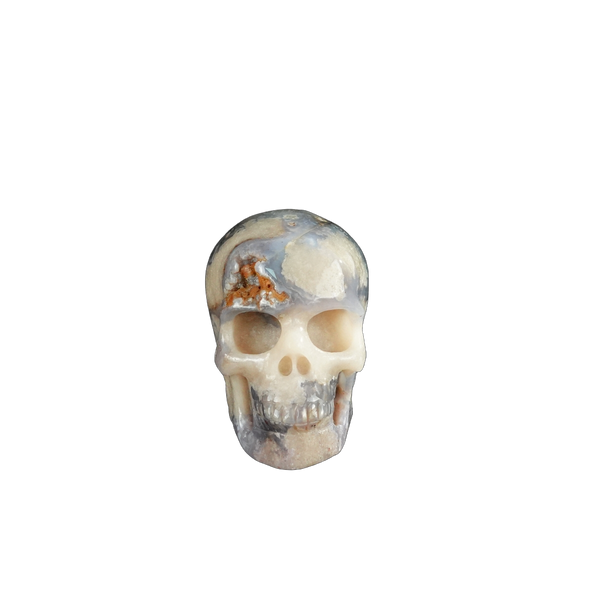 2.2" Blue Flower Agate Crystal Skull Carving - Unique Piece #BF07