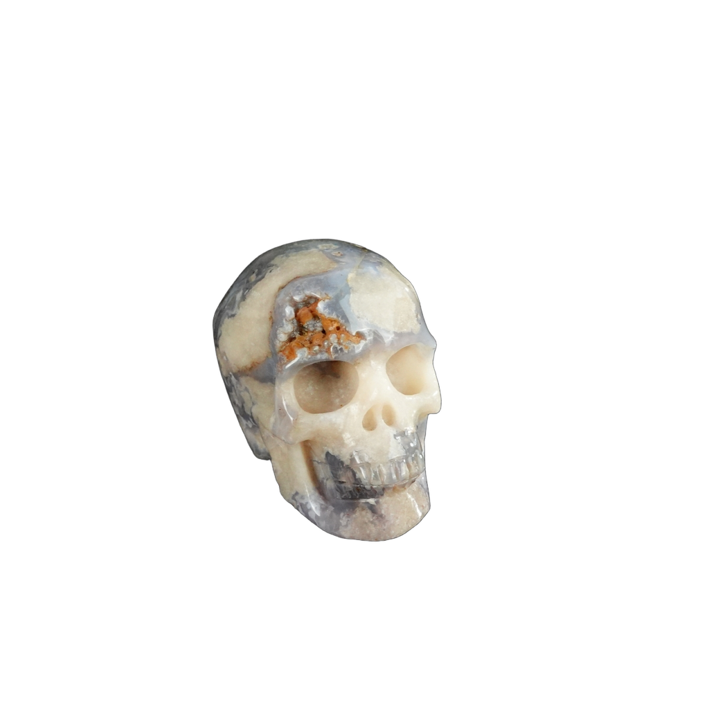 2.2" Blue Flower Agate Crystal Skull Carving - Unique Piece #BF07