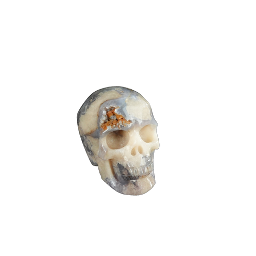 2.2" Blue Flower Agate Crystal Skull Carving - Unique Piece #BF07