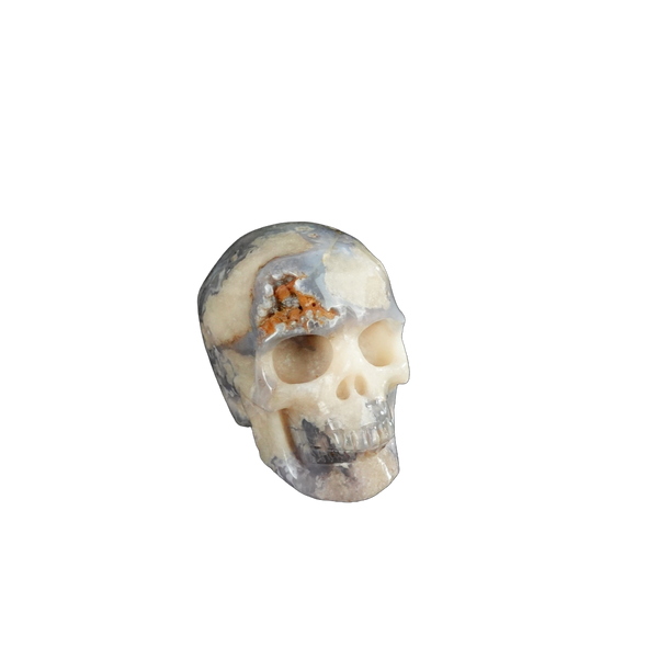 2.2" Blue Flower Agate Crystal Skull Carving - Unique Piece #BF07 - alternate view