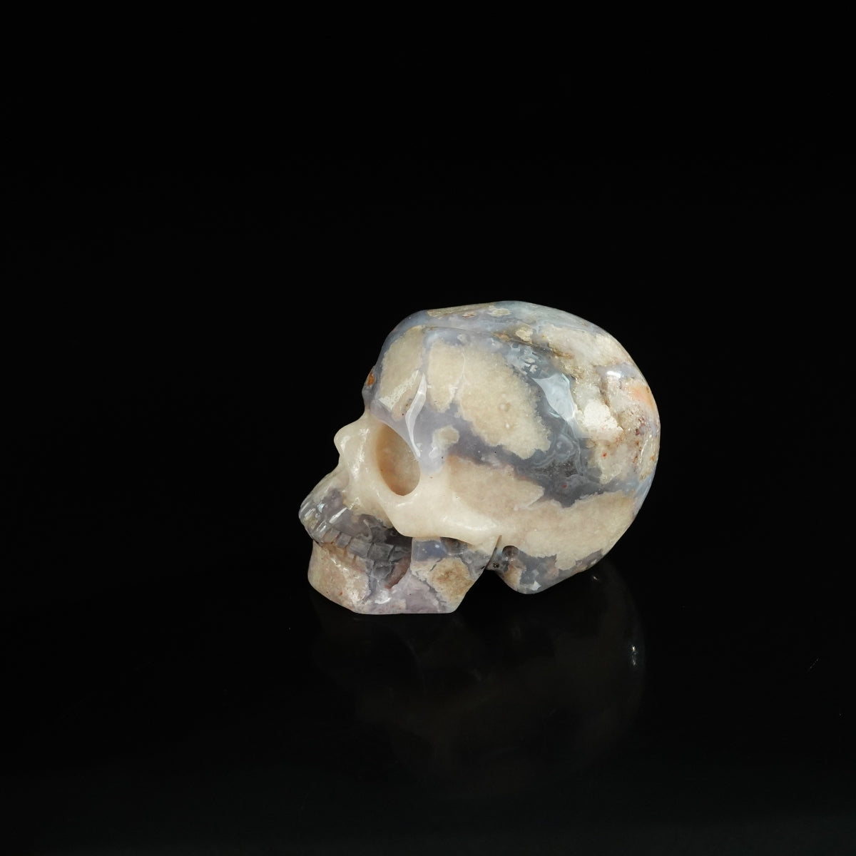 2.2" Blue Flower Agate Crystal Skull Carving - Unique Piece #BF07