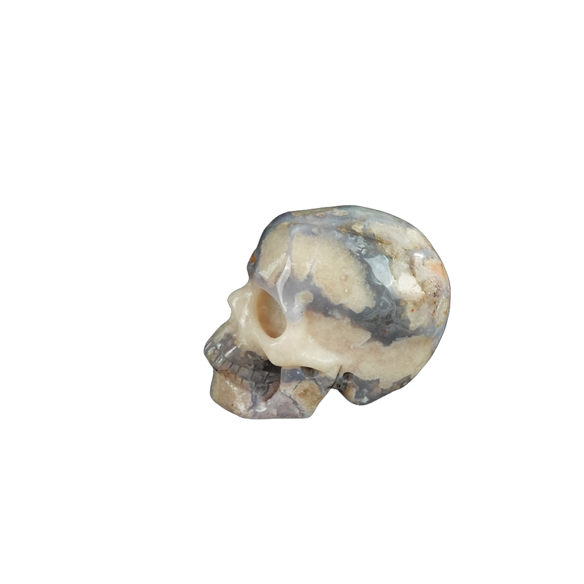 2.2" Blue Flower Agate Crystal Skull Carving - Unique Piece #BF07