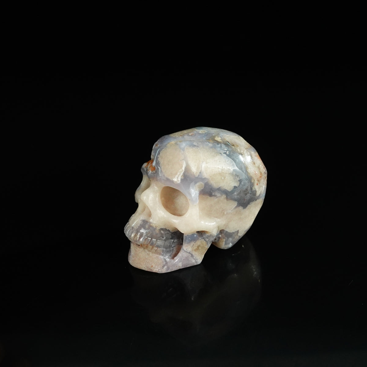 2.2" Blue Flower Agate Crystal Skull Carving - Unique Piece #BF07
