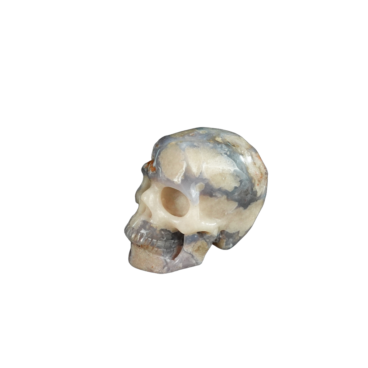 2.2" Blue Flower Agate Crystal Skull Carving - Unique Piece #BF07