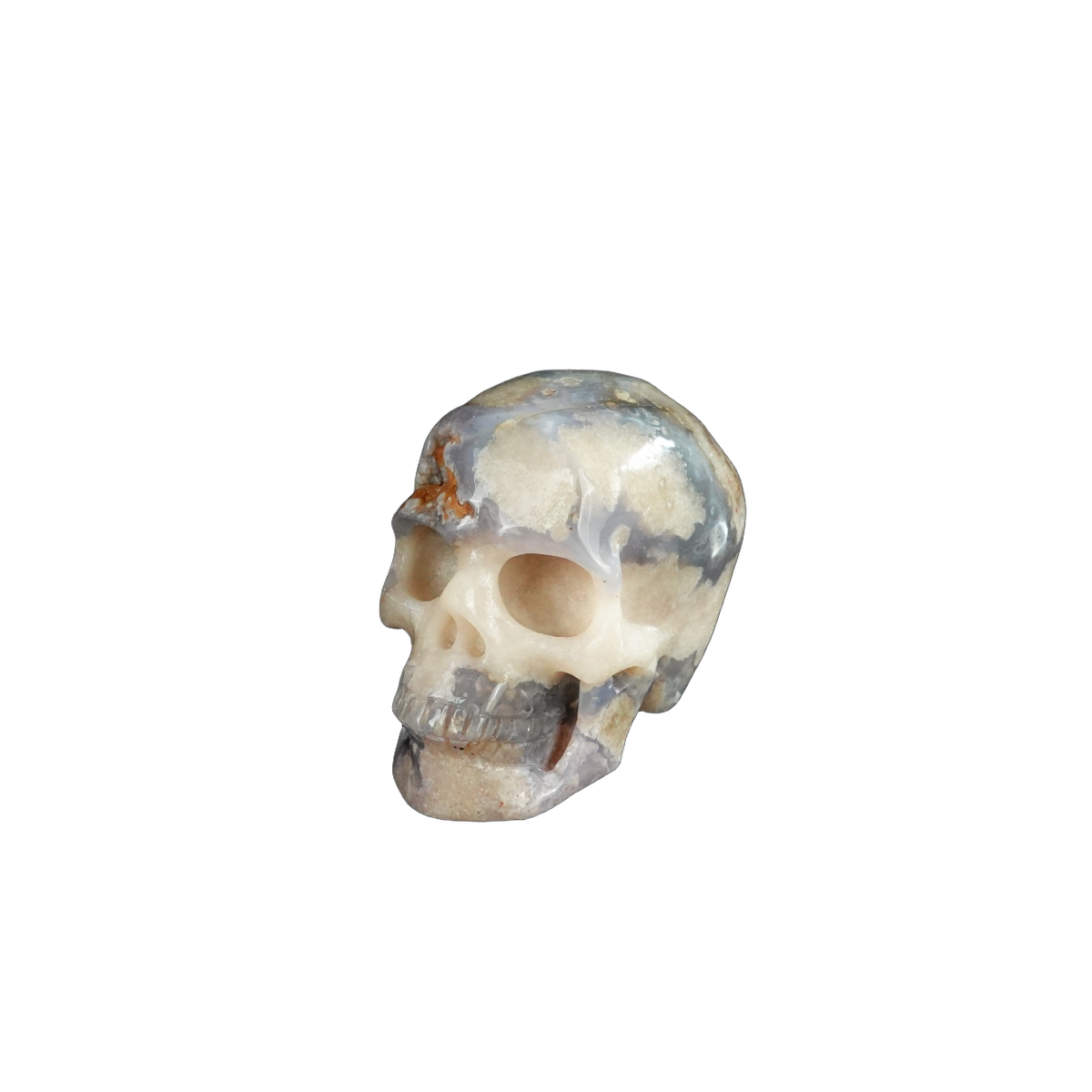 2.2" Blue Flower Agate Crystal Skull Carving - Unique Piece #BF07
