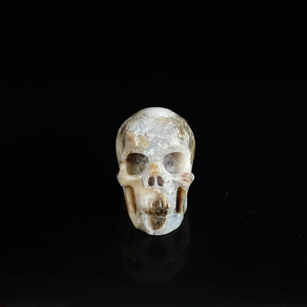 2.2" Blue Flower Agate Crystal Skull Carving - Unique Piece #BF08
