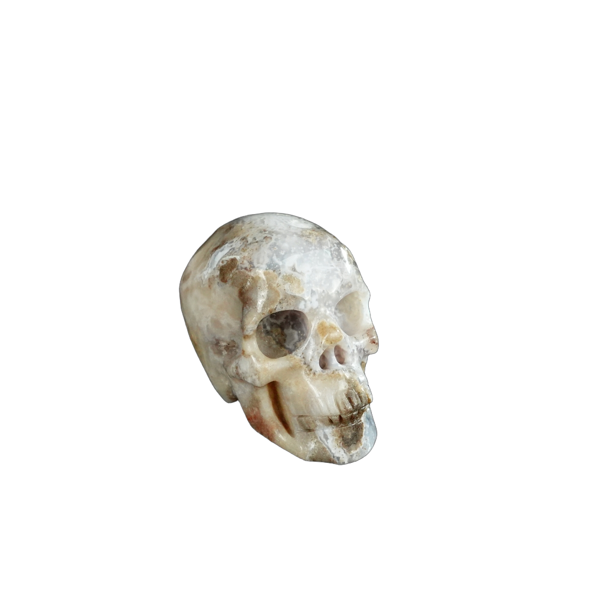 2.2" Blue Flower Agate Crystal Skull Carving - Unique Piece #BF08