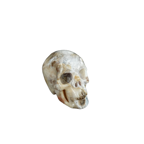 2.2" Blue Flower Agate Crystal Skull Carving - Unique Piece #BF08 - alternate view