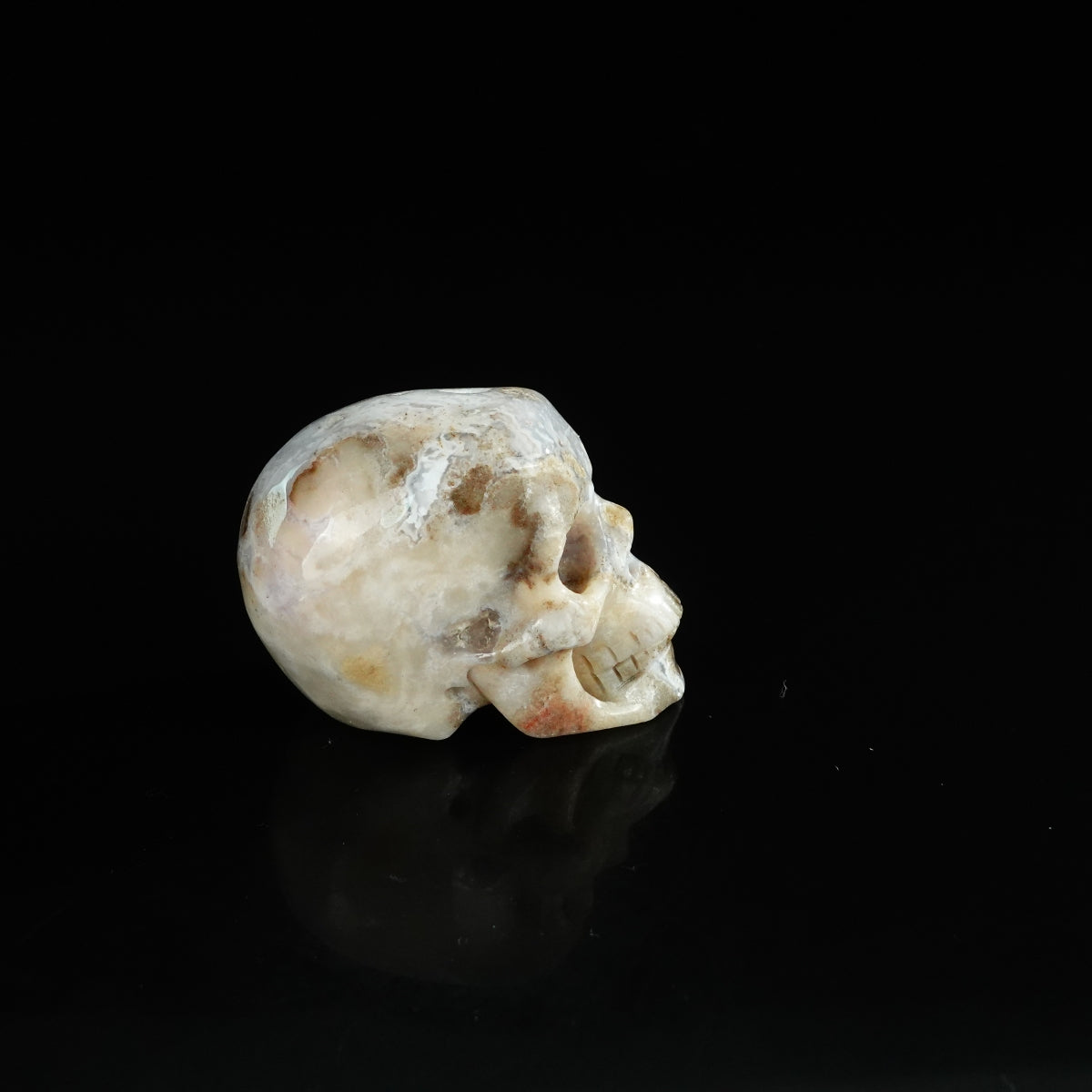 2.2" Blue Flower Agate Crystal Skull Carving - Unique Piece #BF08