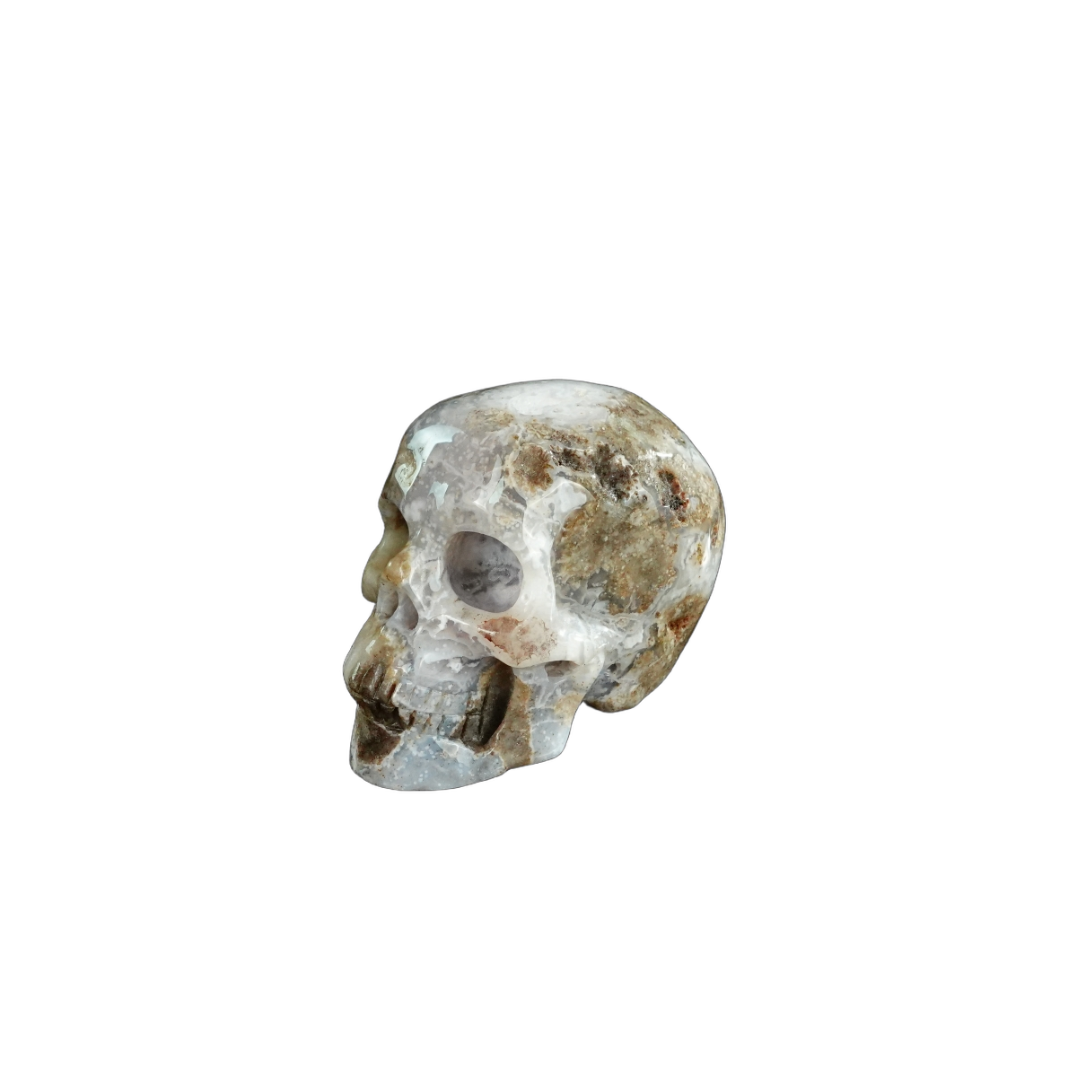 2.2" Blue Flower Agate Crystal Skull Carving - Unique Piece #BF08