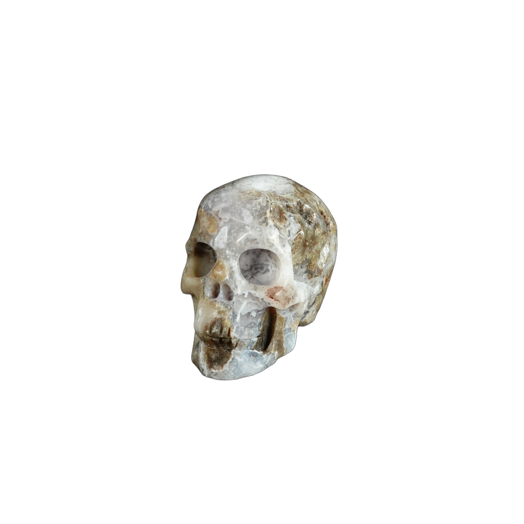 2.2" Blue Flower Agate Crystal Skull Carving - Unique Piece #BF08