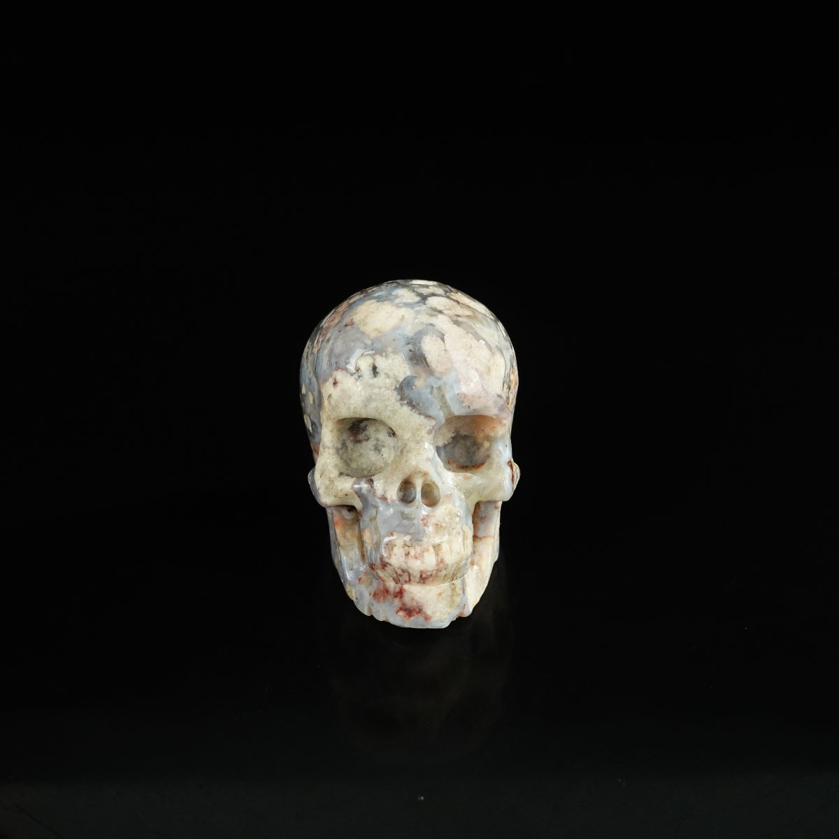 2.2" Blue Flower Agate Crystal Skull Carving - Unique Piece #BF09