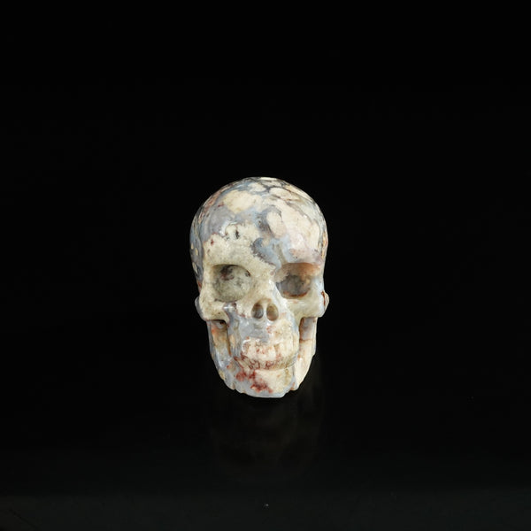 2.2" Blue Flower Agate Crystal Skull Carving - Unique Piece #BF09