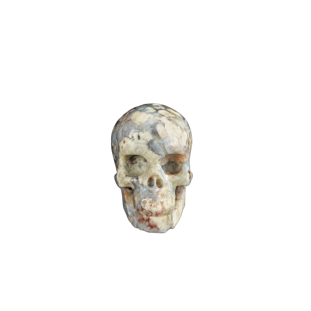 2.2" Blue Flower Agate Crystal Skull Carving - Unique Piece #BF09