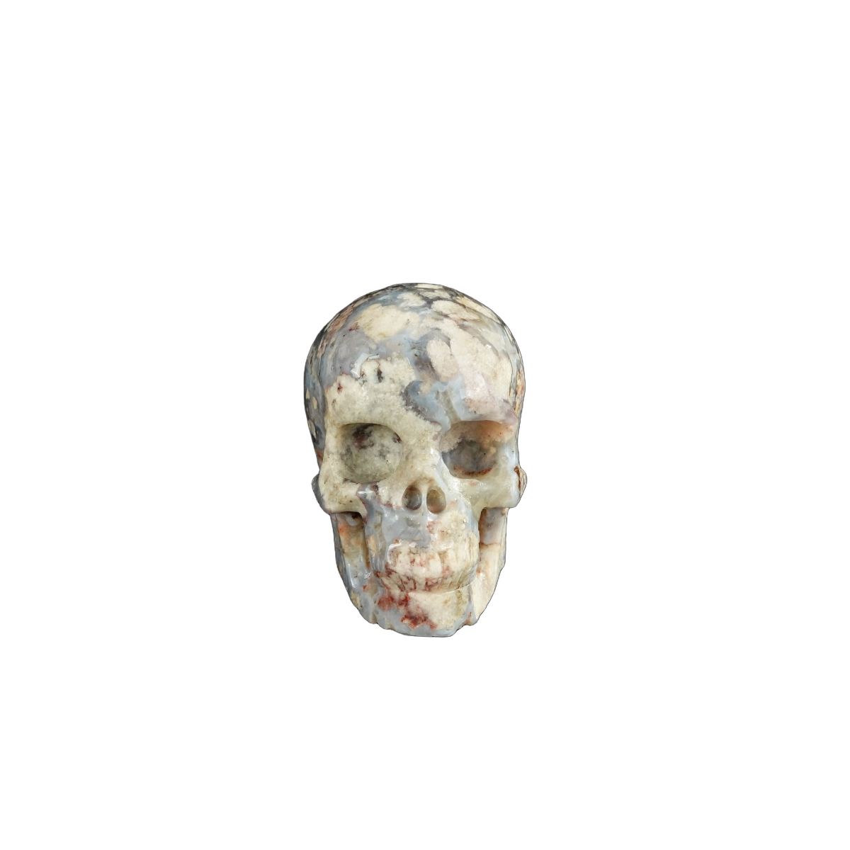 2.2" Blue Flower Agate Crystal Skull Carving - Unique Piece #BF09