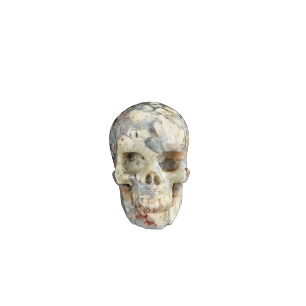 2.2" Blue Flower Agate Crystal Skull Carving - Unique Piece #BF09