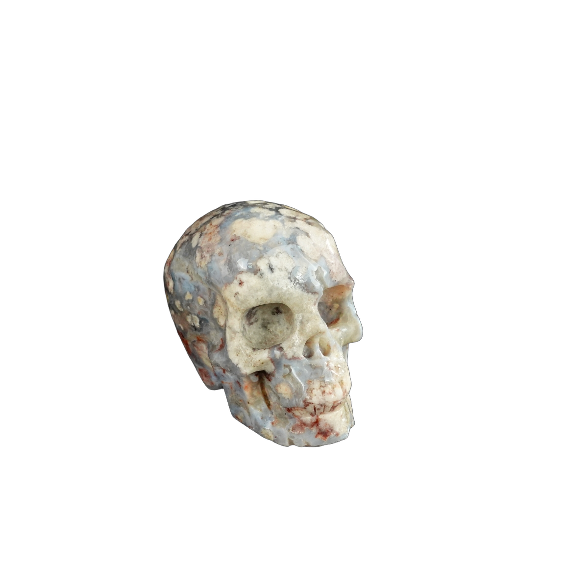 2.2" Blue Flower Agate Crystal Skull Carving - Unique Piece #BF09