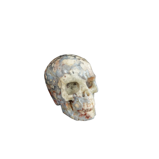 2.2" Blue Flower Agate Crystal Skull Carving - Unique Piece #BF09