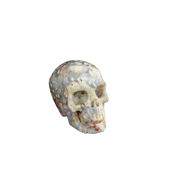 2.2" Blue Flower Agate Crystal Skull Carving - Unique Piece #BF09 - alternate view