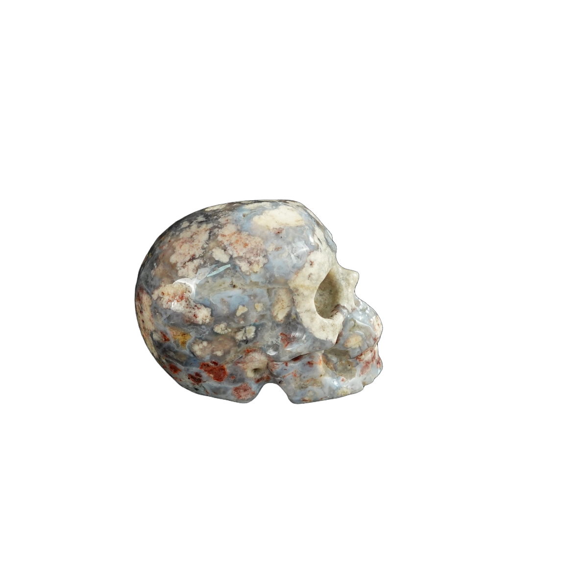 2.2" Blue Flower Agate Crystal Skull Carving - Unique Piece #BF09