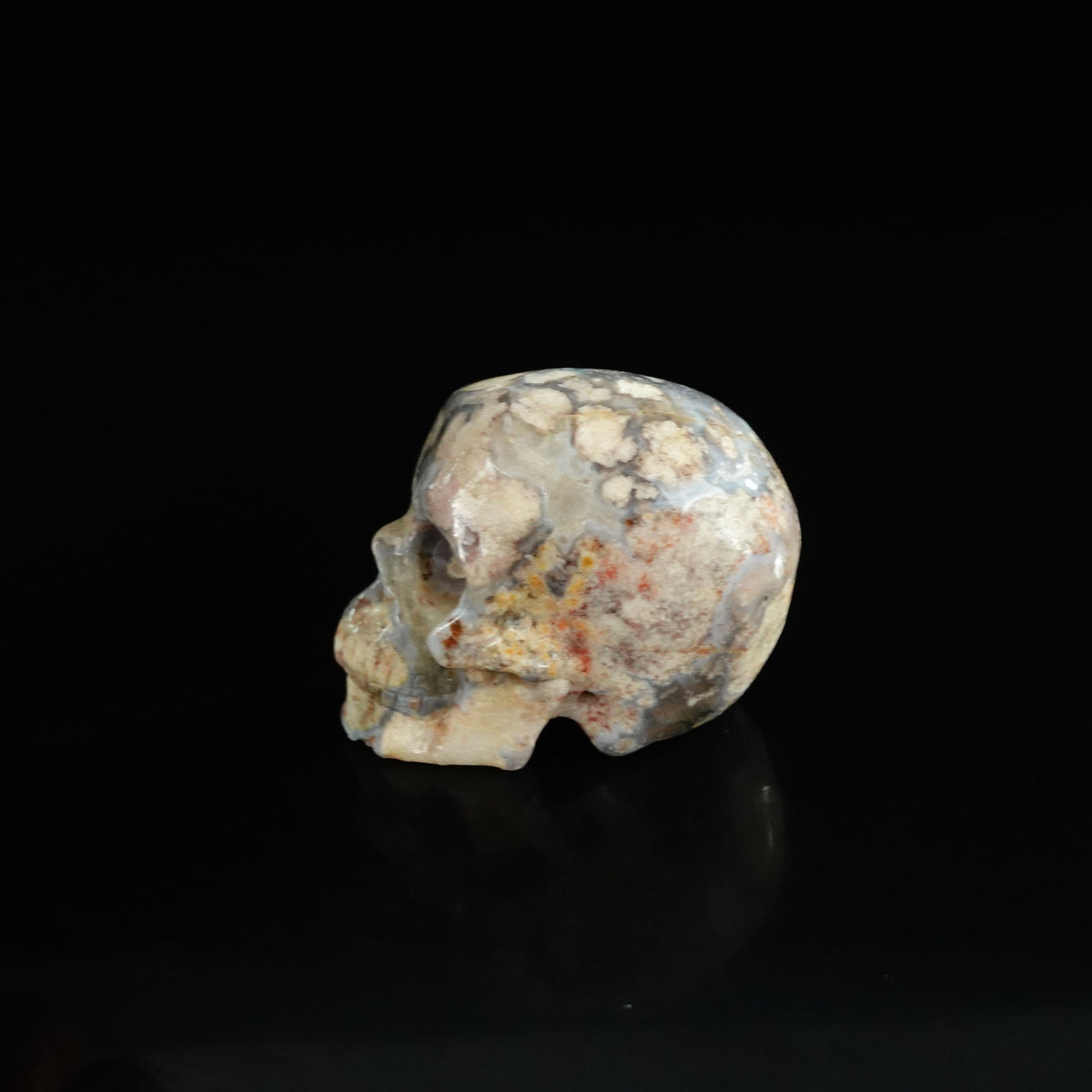 2.2" Blue Flower Agate Crystal Skull Carving - Unique Piece #BF09