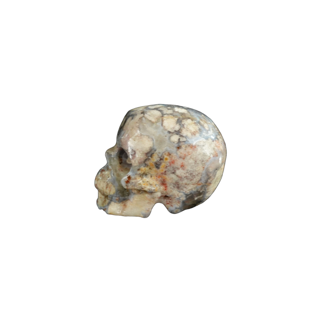 2.2" Blue Flower Agate Crystal Skull Carving - Unique Piece #BF09