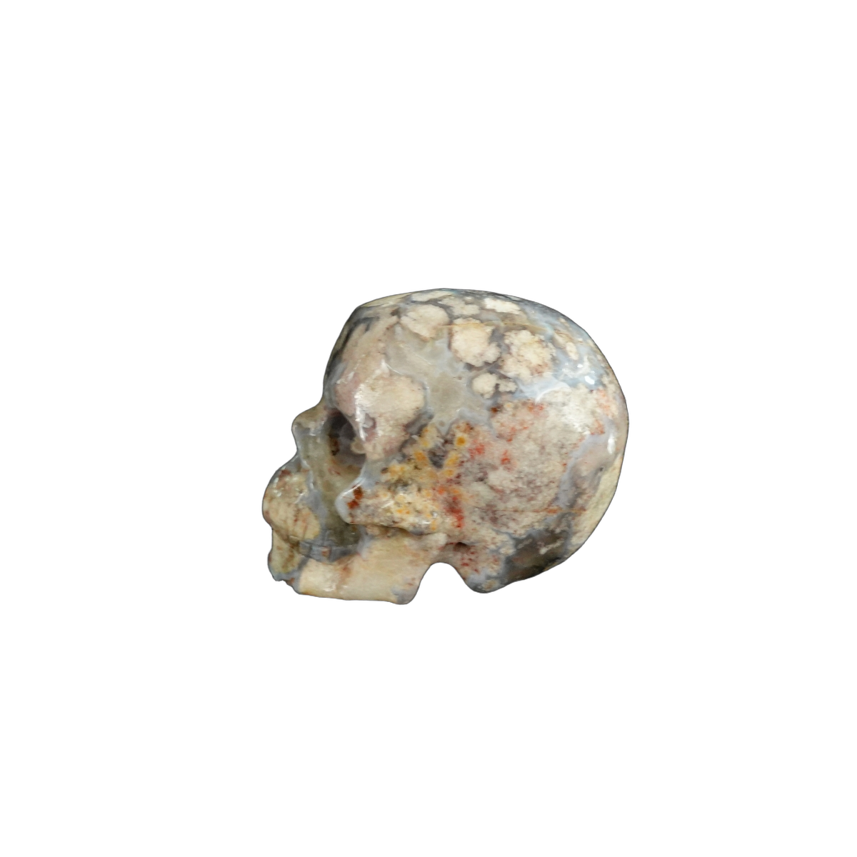 2.2" Blue Flower Agate Crystal Skull Carving - Unique Piece #BF09