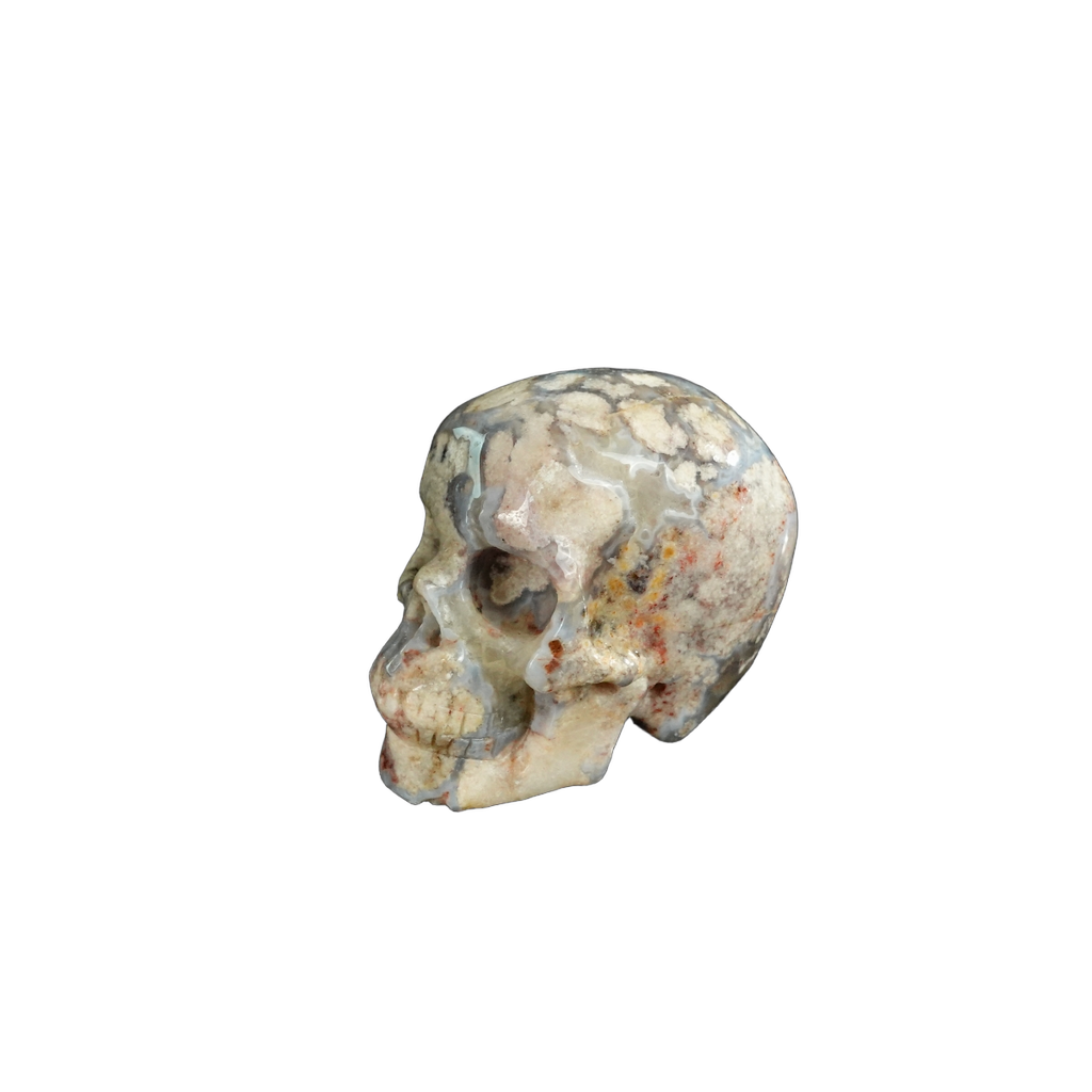 2.2" Blue Flower Agate Crystal Skull Carving - Unique Piece #BF09