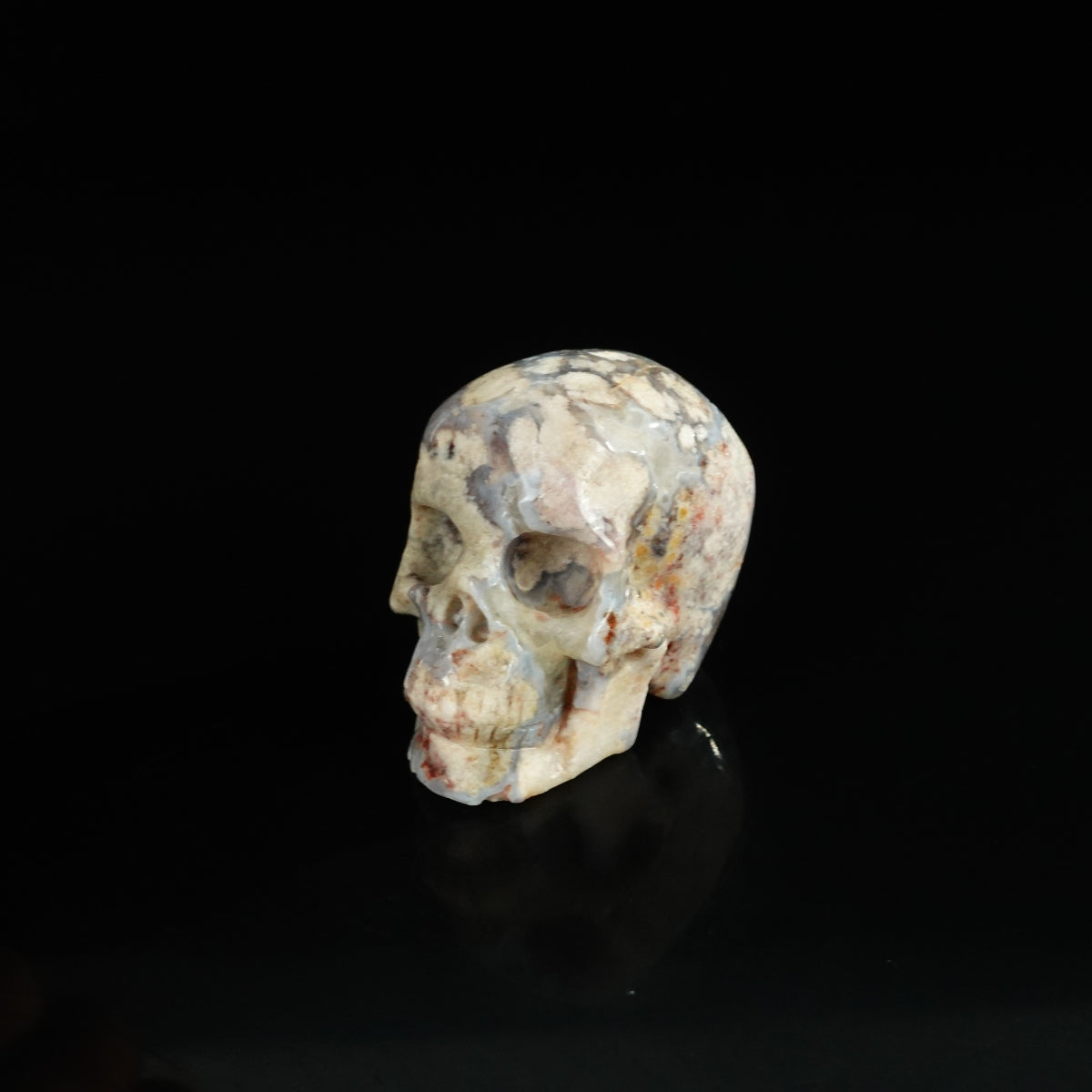 2.2" Blue Flower Agate Crystal Skull Carving - Unique Piece #BF09