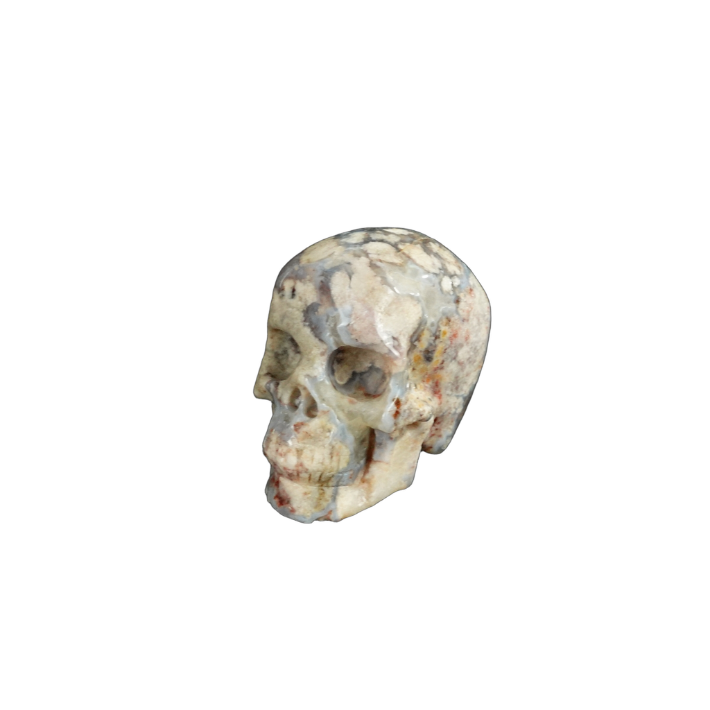 2.2" Blue Flower Agate Crystal Skull Carving - Unique Piece #BF09