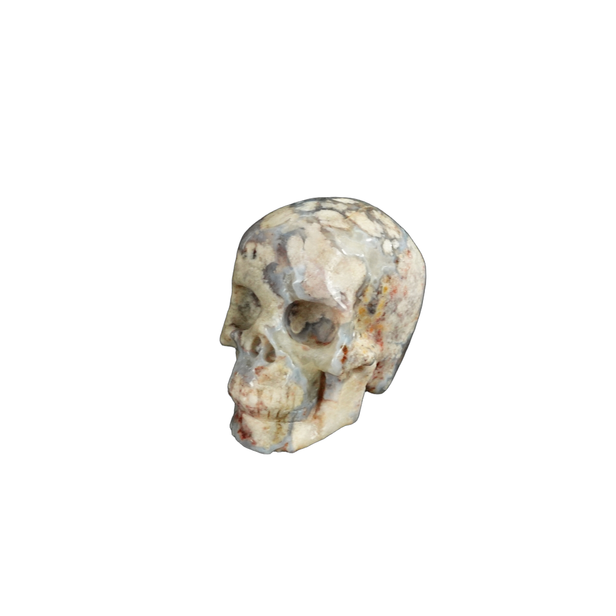 2.2" Blue Flower Agate Crystal Skull Carving - Unique Piece #BF09