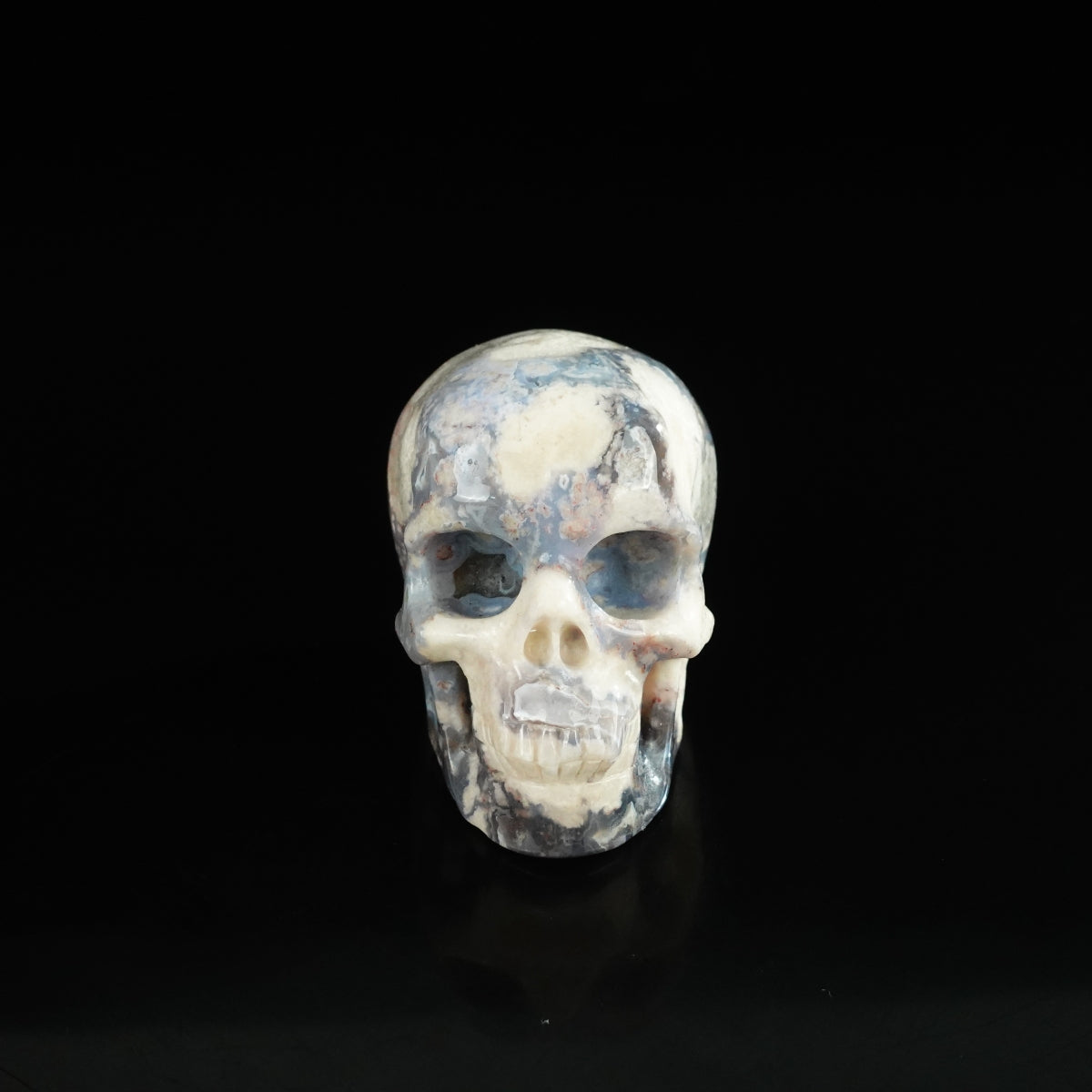 2.2" Blue Flower Agate Crystal Skull Carving - Unique Piece #BF10