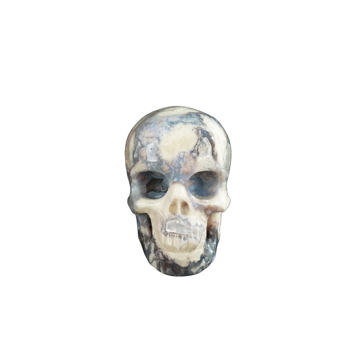 2.2" Blue Flower Agate Crystal Skull Carving - Unique Piece #BF10