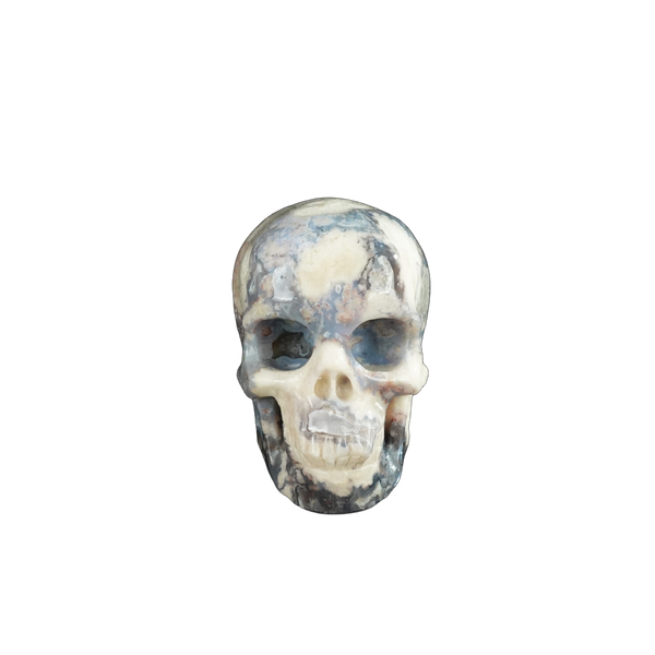 2.2" Blue Flower Agate Crystal Skull Carving - Unique Piece #BF10